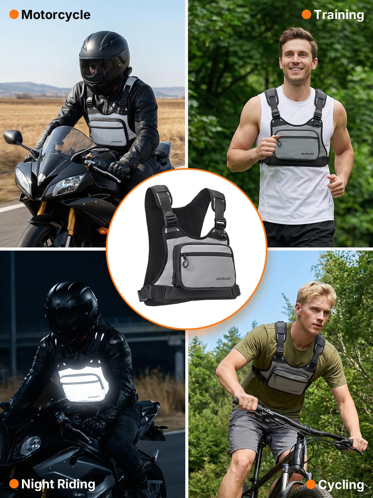 Oumurs front pocket with phone and tools organizing essentials efficiently