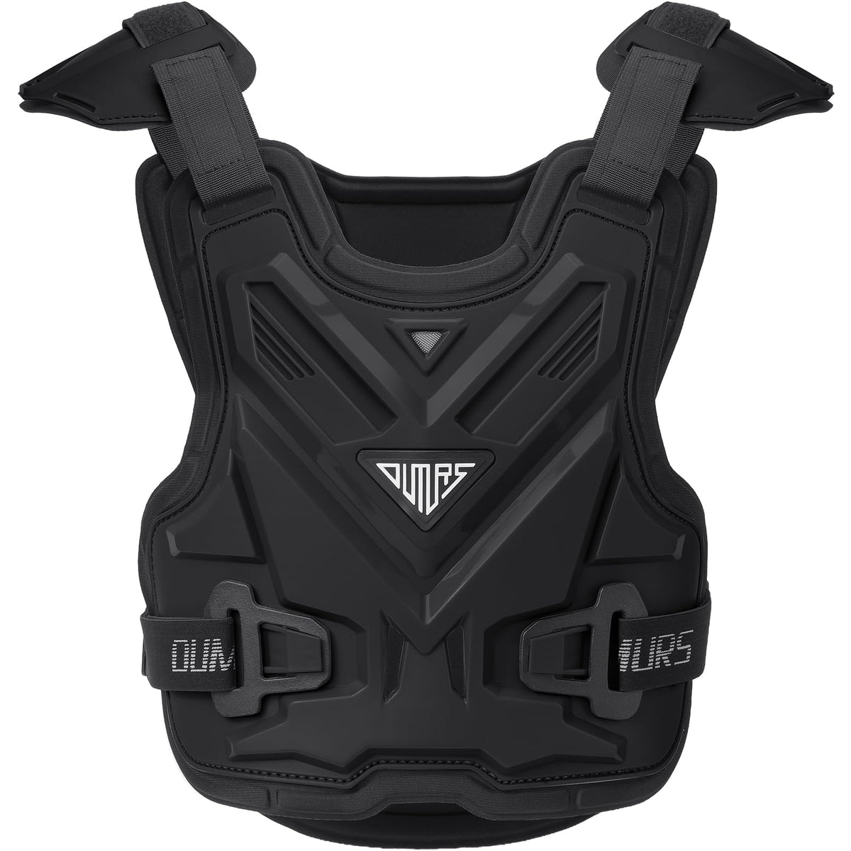 Oumurs front view chest protector showing full coverage and sleek fit