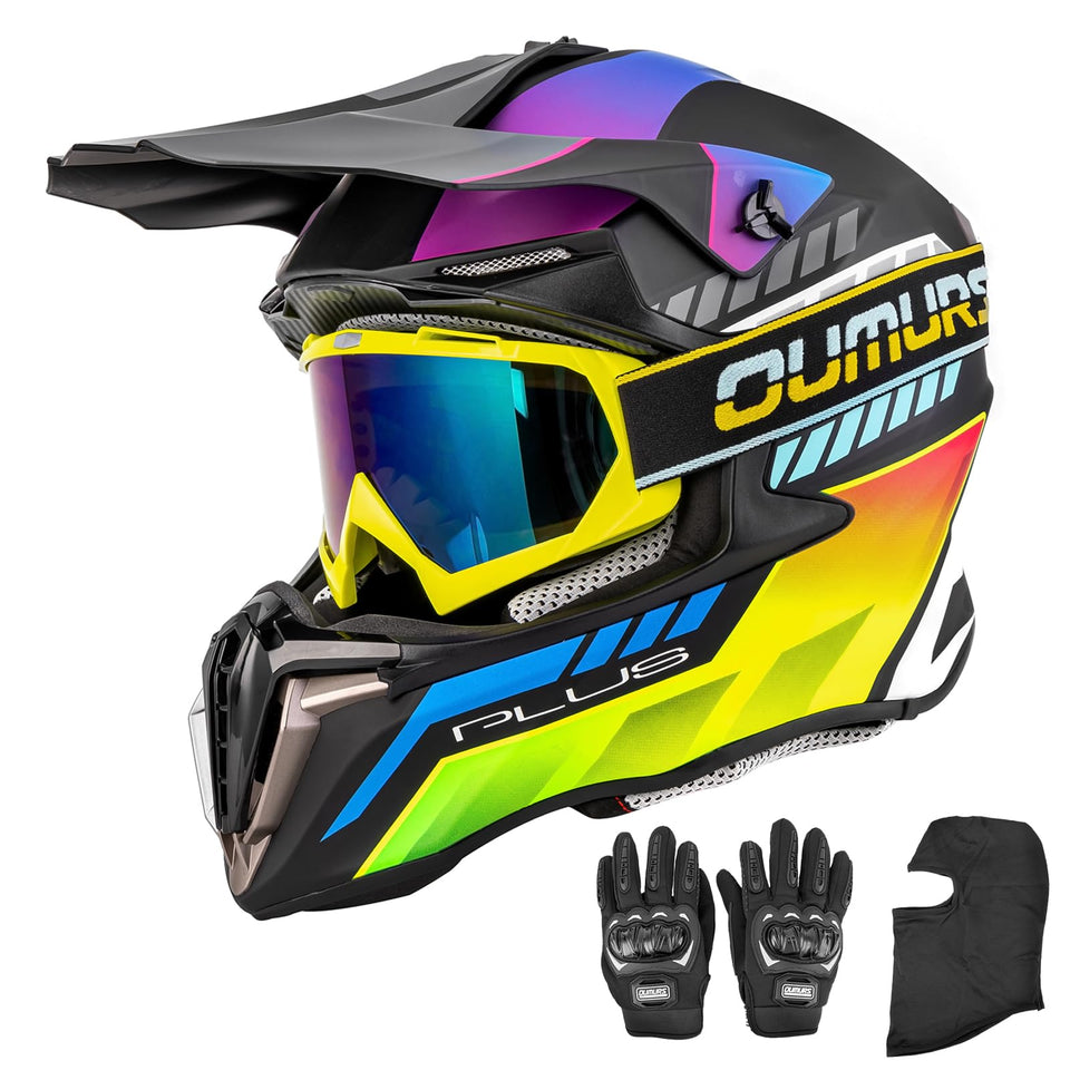 Oumurs helmet front view showing visor and venting for improved comfort