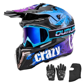 Oumurs helmet front profile showing shell and visor for reliable protection