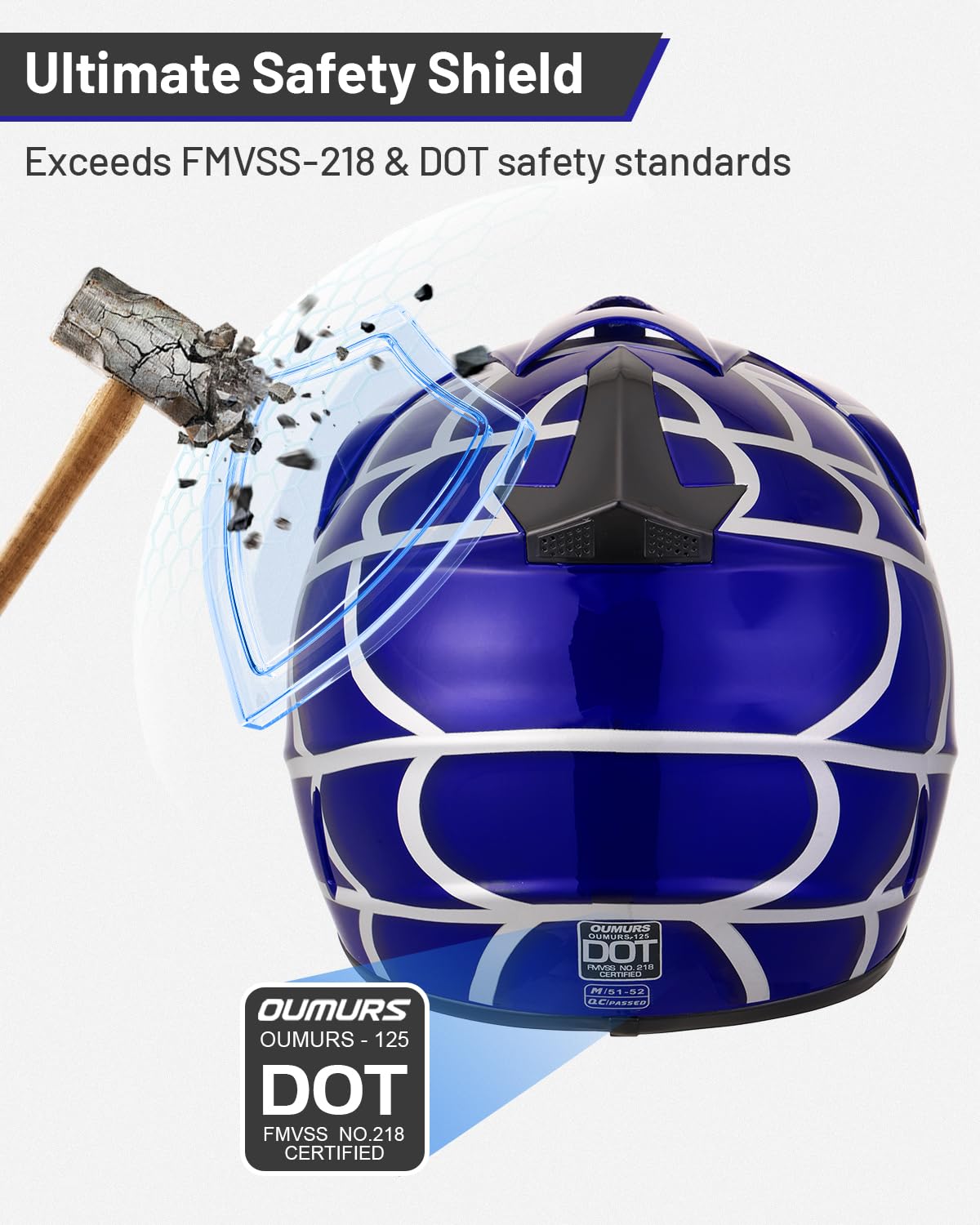 Oumurs helmet interior liner closeup showing washable padding for comfort