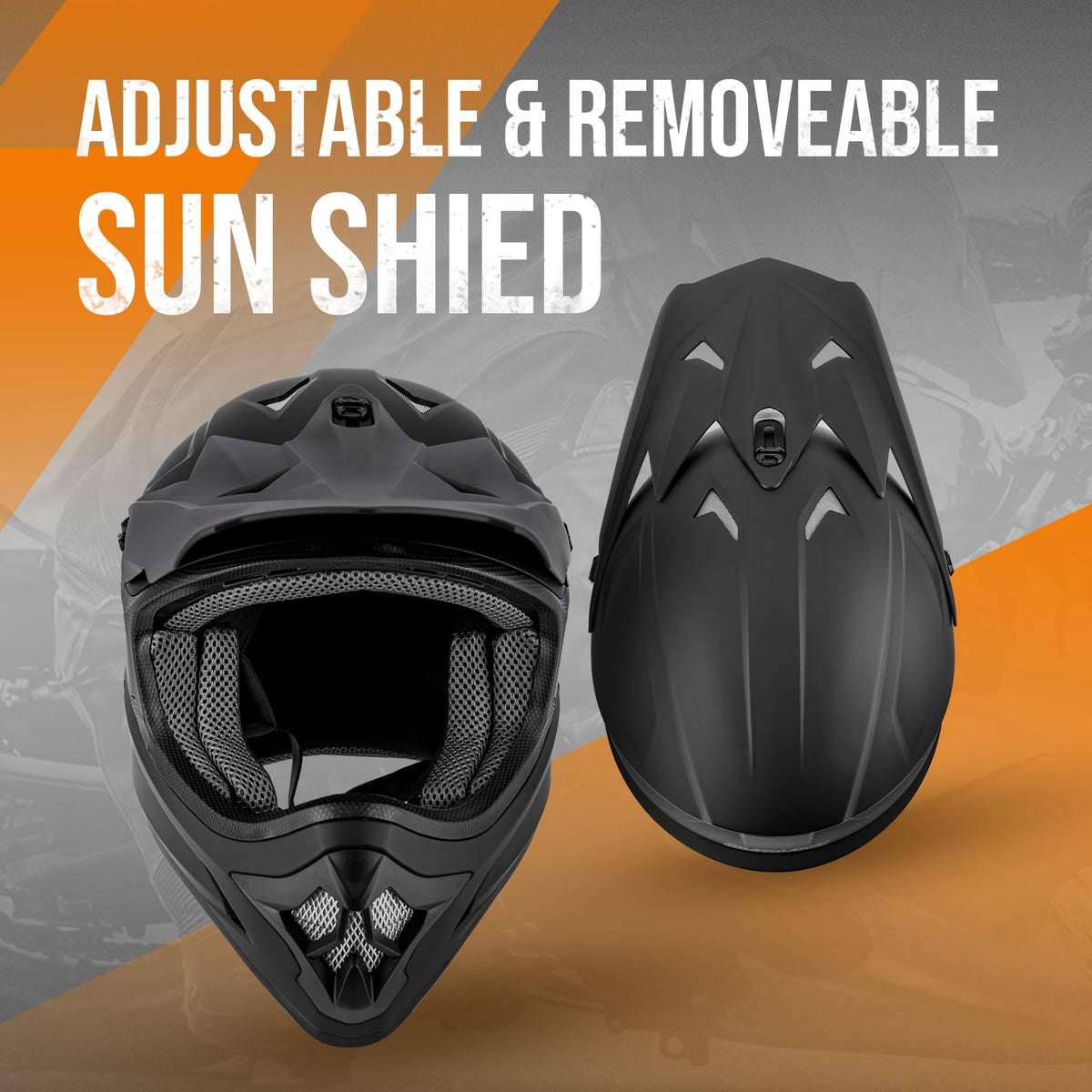 Oumurs helmet side view with adjustable sun visor for glare reduction benefit