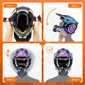 Oumurs helmet beside a tape measure showing size options for accurate fit