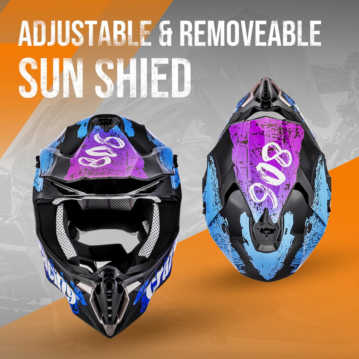 Oumurs helmet adjustable sun visor side view reducing glare during rides