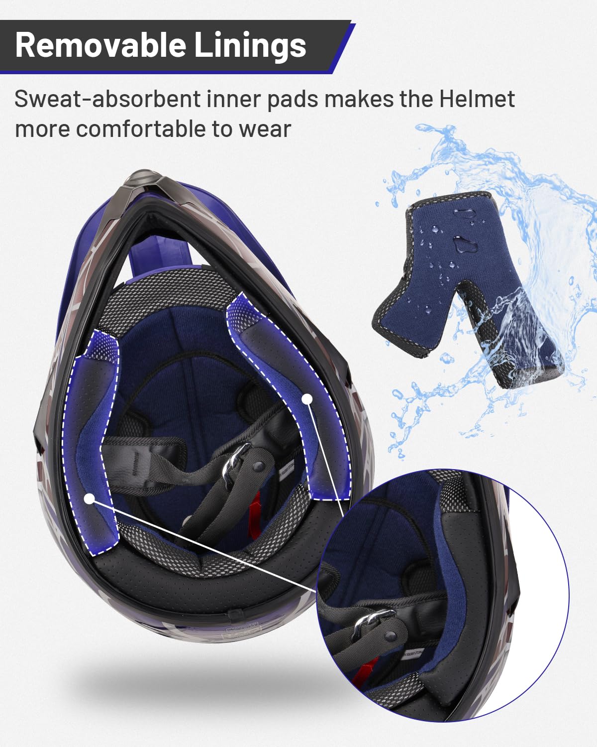 Oumurs removable liner close-up showing washable comfort and hygiene