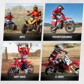 Oumurs lifestyle shot of a kid riding dirt bike illustrating real-world use