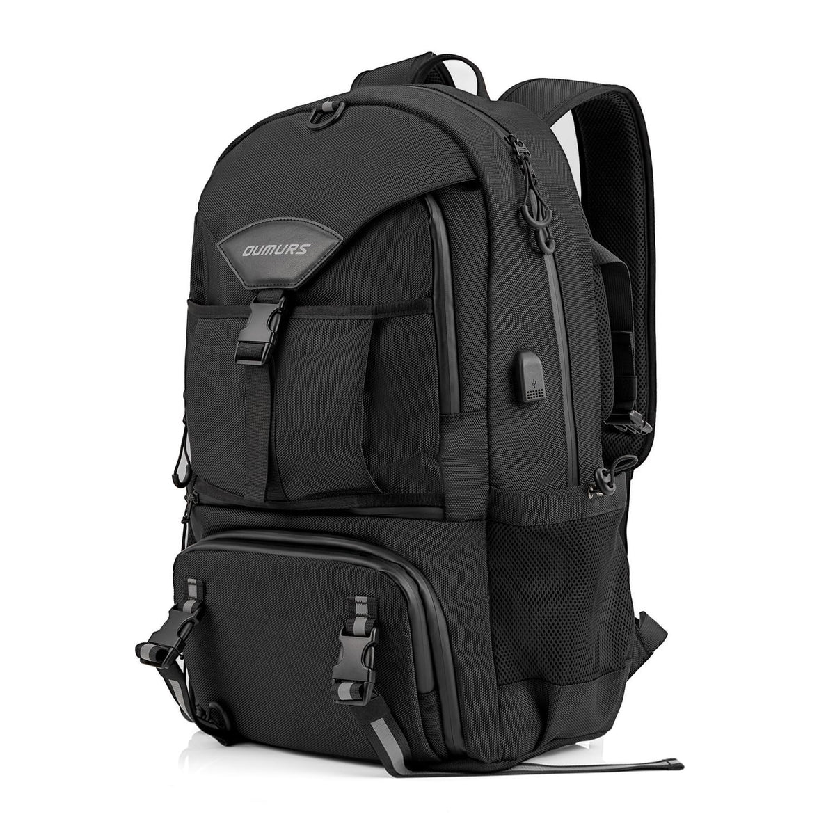 Oumurs backpack on rider during commute for practical carrying