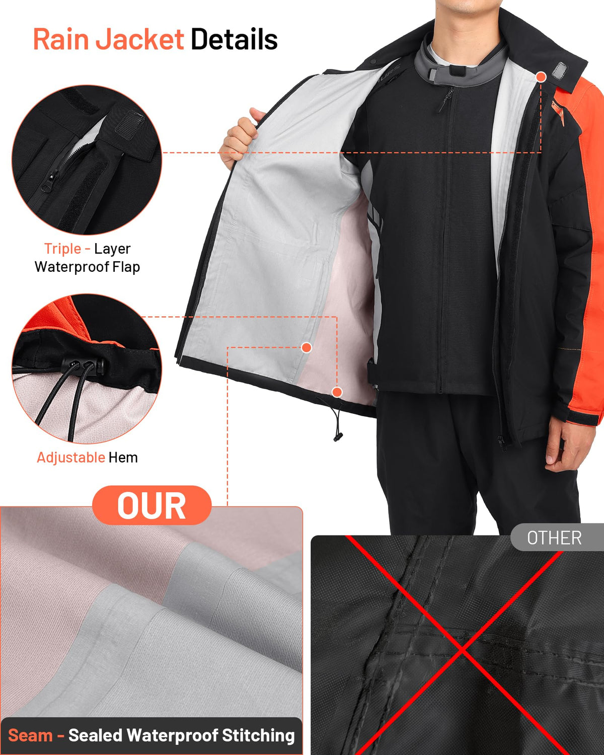 Oumurs reflective strips on back and chest enhancing night visibility and safety