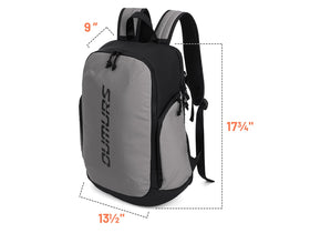 Oumurs next to sports gear showing 35L capacity and real-world scale