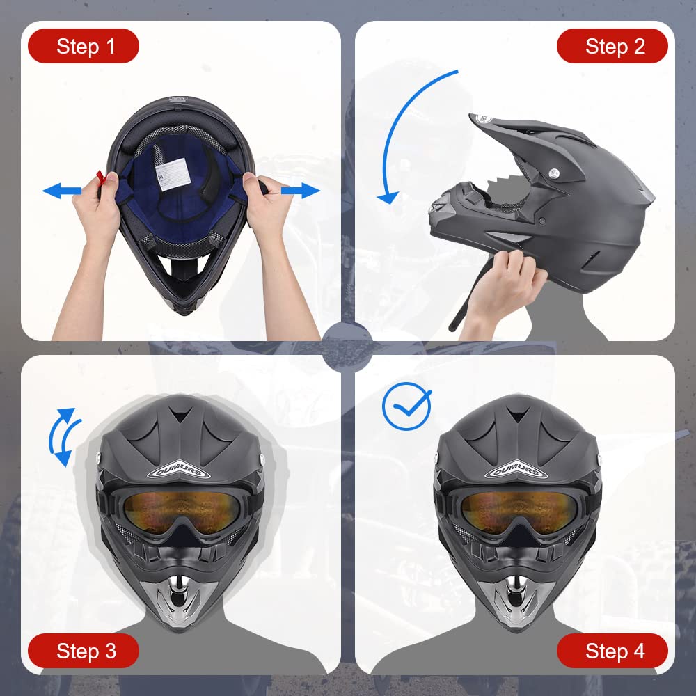 Oumurs helmet side profile with double D ring strap ensuring secure fit