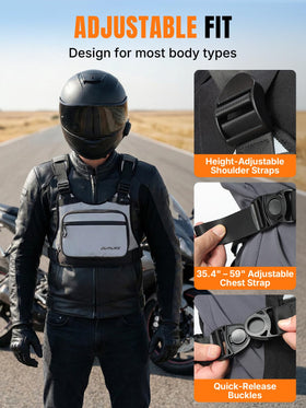Oumurs chest bag next to a hand for size scale and easy carry benefit