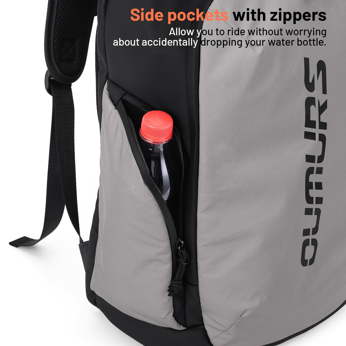 Oumurs padded tech compartment securing a laptop and tablet during travel