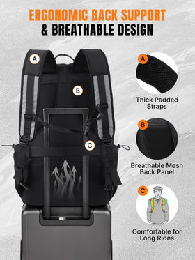 Oumurs ventilated back panel offering airflow and riding comfort