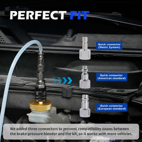 OURANTOOLS black quick connector detail, enables fast hose attachment benefit