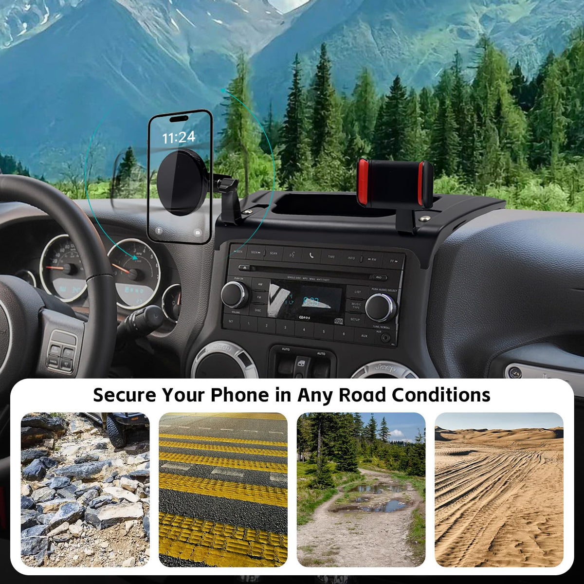 OUSUWO dashboard tray holding keys and sunglasses keeps items from sliding