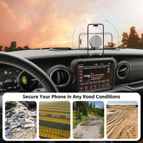OUSUWO mounted phone in Jeep demonstrating safe driver visibility