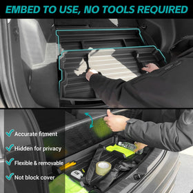 OUSUWO packed underfloor with travel gear maximizing trunk space