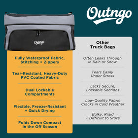 Outngo next to cooler showing 38 cu ft capacity and scale