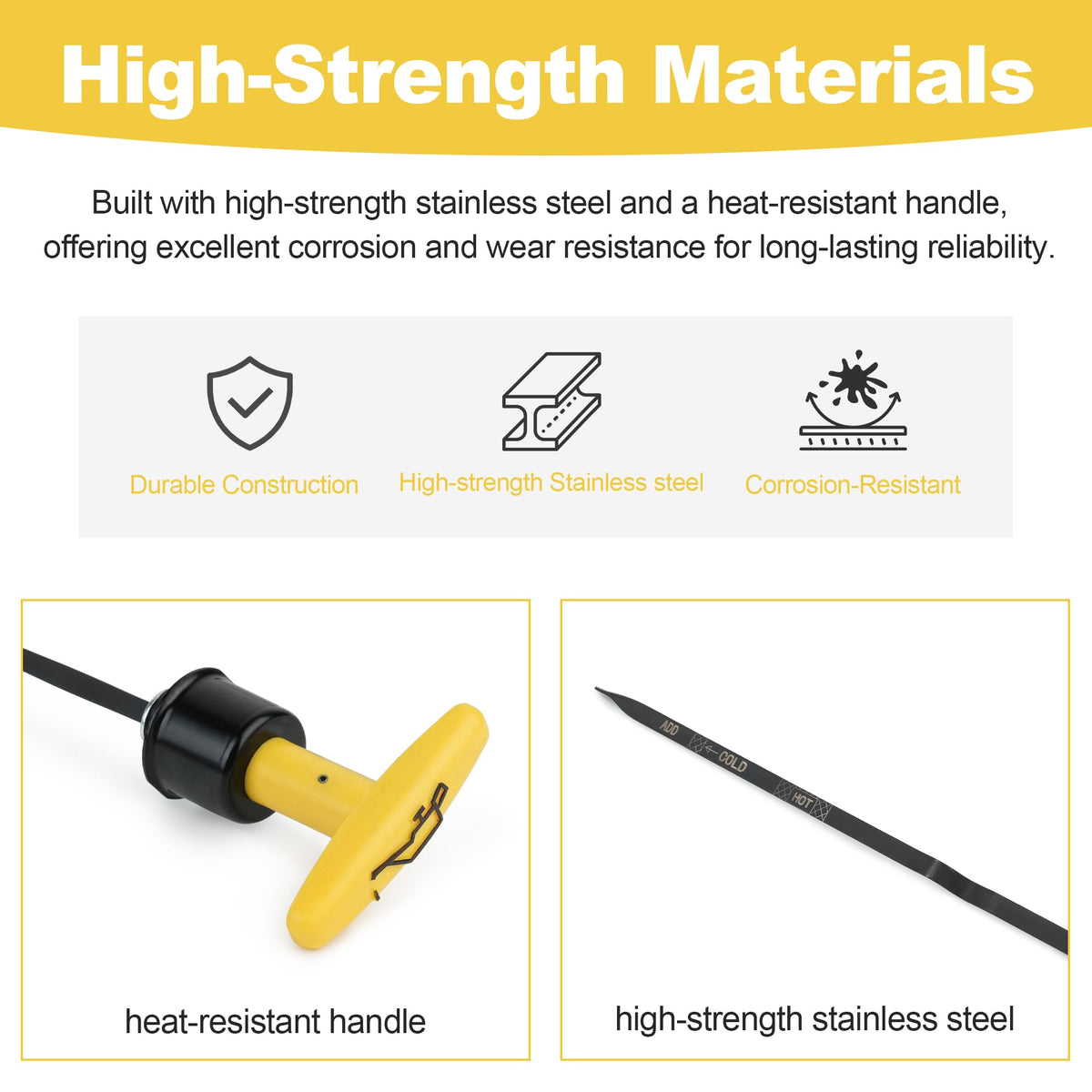 Handle detail of Outopakkle dipstick with heat-resistant grip for safe handling