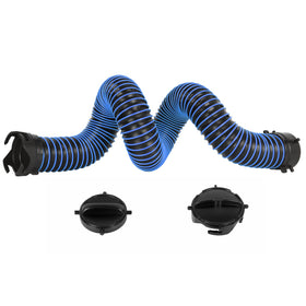OUTPRIZE front view of 5ft RV sewer hose extension showing fittings and length advantage