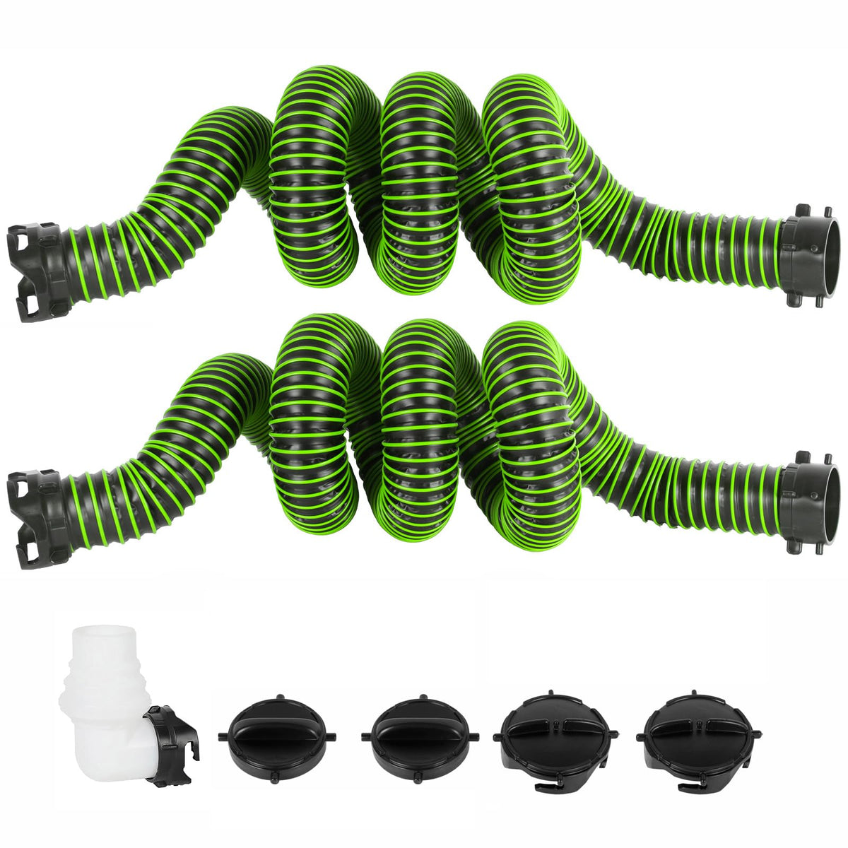 OUTPRIZE front view of full sewer hose kit showing durable components