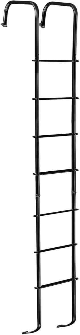 OUTPRIZE front view of ladder showing full 7-step frame and mounting points for secure access
