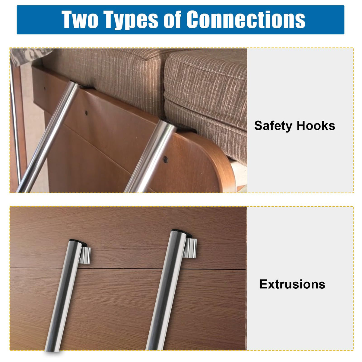 OUTPRIZE metal hook with rubber coating protecting RV rail and preventing scratches