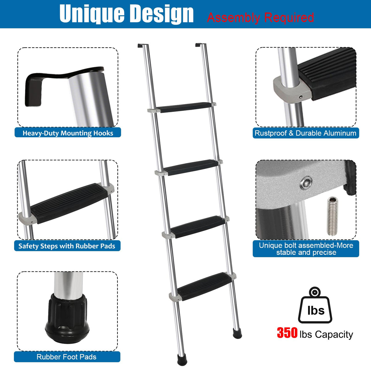 OUTPRIZE ladder installed in RV bunk demonstrating safe, space-saving access