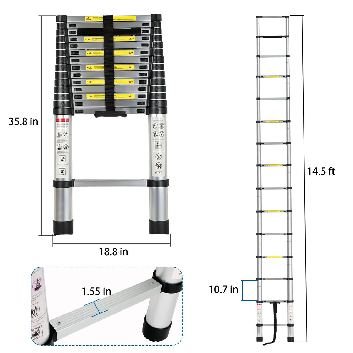 OUTPRIZE ladder locking mechanism closeup demonstrating secure locks