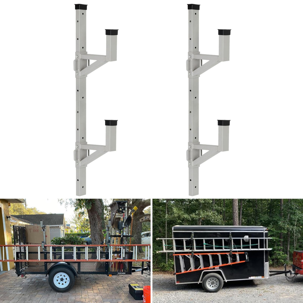 OUTPRIZE side mount rack front view showing secure ladder transport benefit