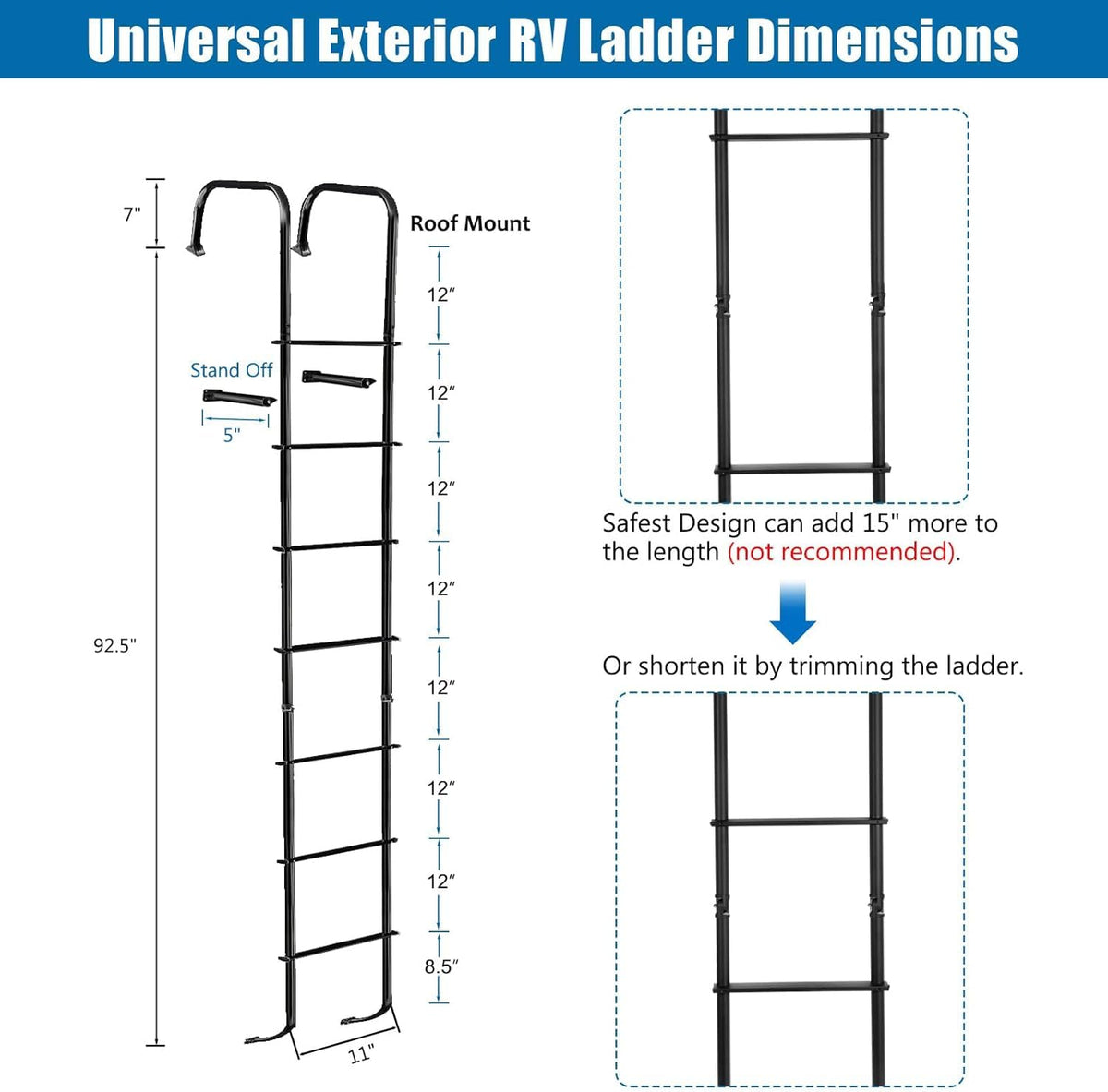 OUTPRIZE standoff detail showing bracket and hardware for stable mounting on RV