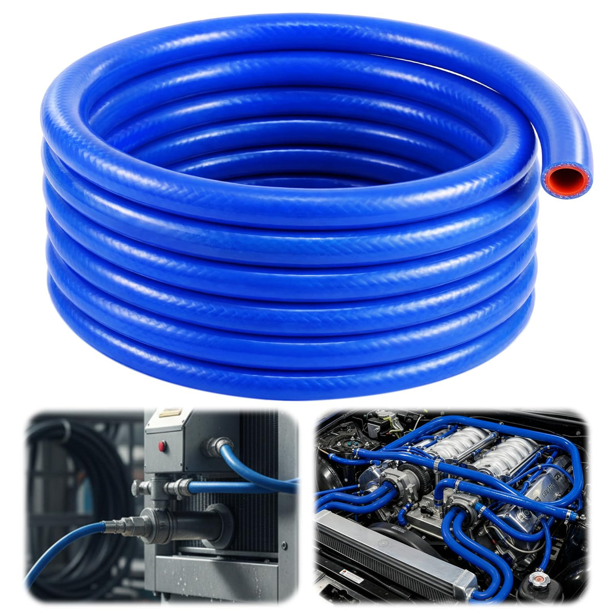 Outus blue hose full coil showing length and blue finish for versatile installations