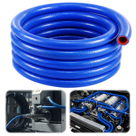 Outus silicone heater hose front view showing 25ft coil and blue color, durable roll