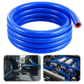 Outus front view of blue 10ft silicone hose roll showing durable construction benefit