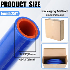 Outus hose closeup showing 19mm inner diameter and 27mm outer diameter for accurate fit