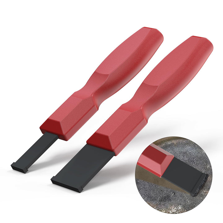 OUXIO two-piece carbide scraper set front view showing blades and handles for fast residue removal