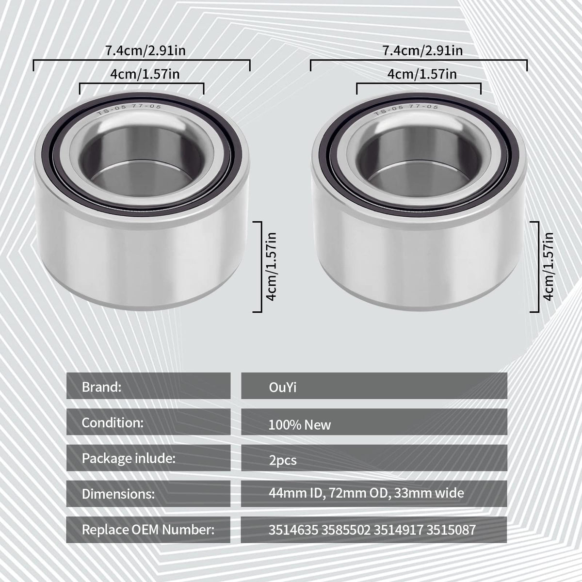 OuYi bearing close-up of seal and race for precise OEM fit and reduced noise
