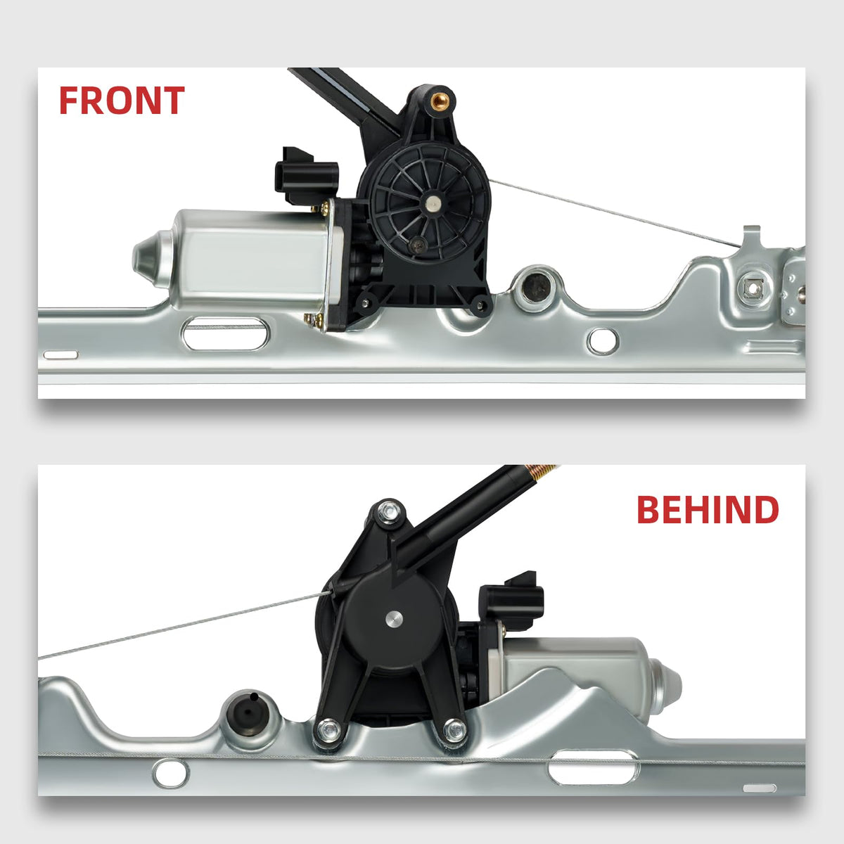 OVANOH front regulator assembly close-up showing mounting points and quality construction for reliable fit