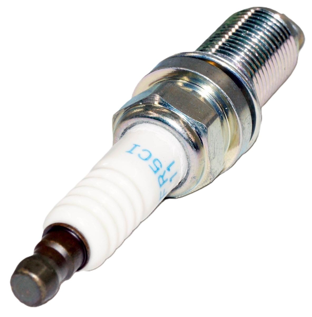 OVERSTOCKDIRECT NGK spark plug installed in engine cylinder head, demonstrating OEM-style fitment