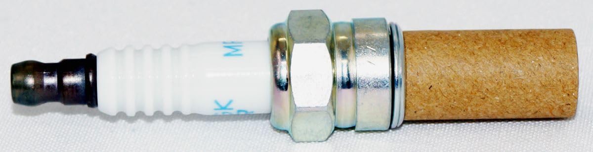 OVERSTOCKDIRECT NGK next to a ruler showing MR7F plug size for correct replacement