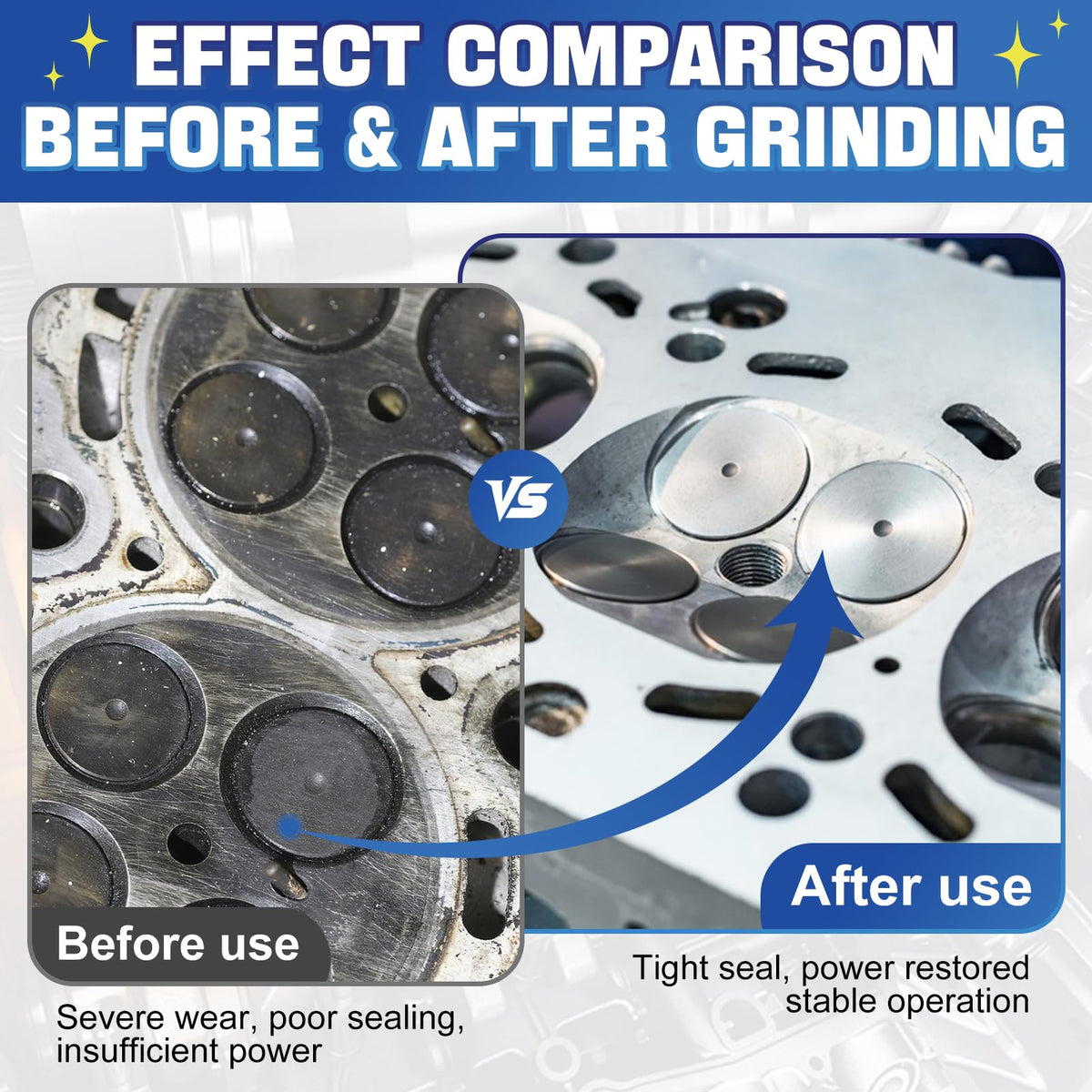 OverZyn paste applied on valve seat demonstrating effective carbon removal