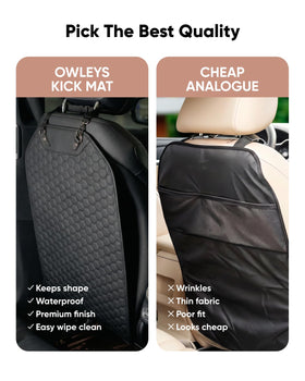 Owleys sturdy packaging with two kick mats and installation straps