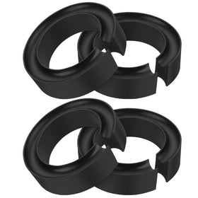 OwnMy front view of four rubber coil spacers showing packaging and complete set benefit