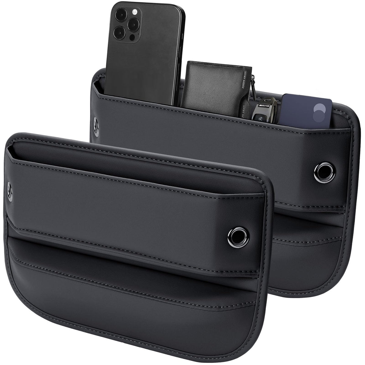 Owntow front view of two-pack in black showing sleek storage benefit