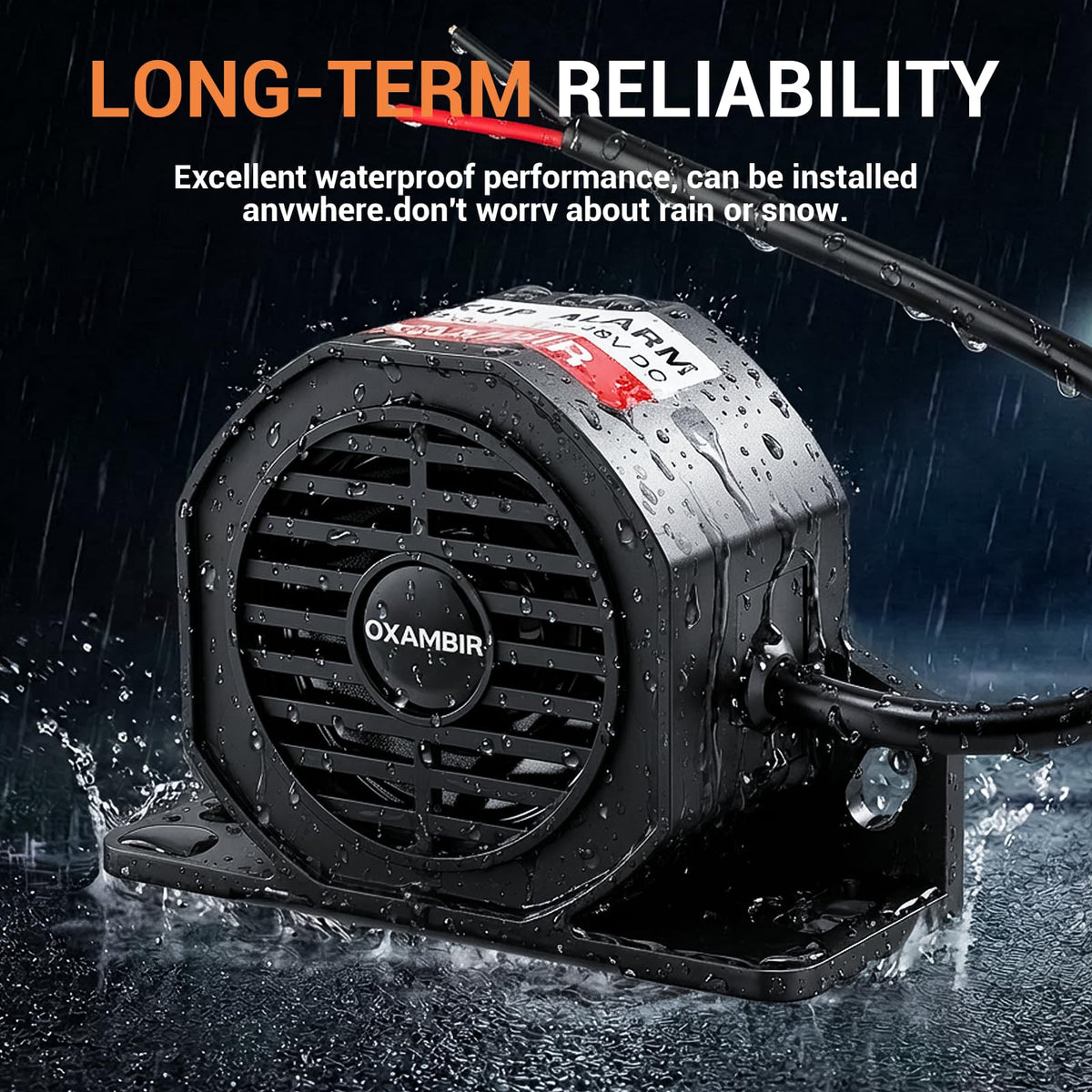 OXAMBIR epoxy sealed housing closeup demonstrating weatherproof protection benefit