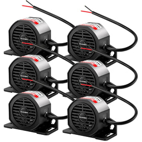OXAMBIR front view backup alarm showing durable face and loud beeper benefit