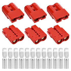 OXDFK front view of red connector set showing plug faces and polarity for quick hookup benefit