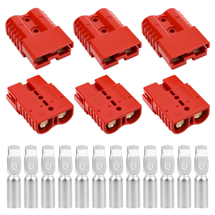 OXDFK front view of red connector set showing plug faces and polarity for quick hookup benefit