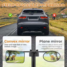 Oxerbog mirror extender in use on truck side improving towing sightlines