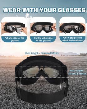 OXG goggles worn over prescription glasses showing OTG comfort